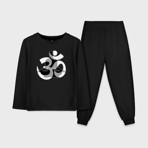 Детская пижама с лонгсливом хлопок с принтом Йога медитация на ОМ, вид спереди #2