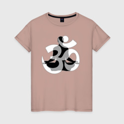Женская футболка хлопок Йога медитация на ОМ 