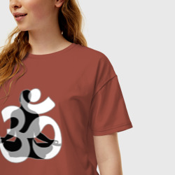 Женская футболка хлопок Oversize Йога медитация на ОМ  - фото 2