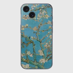 Чехол для iPhone 15 силиконовый с защитой камеры Цветущий миндаль Ван Гог