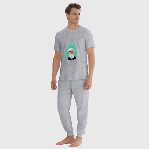 Мужская пижама хлопок с принтом Весёлый Миядзаки, вид сбоку #3