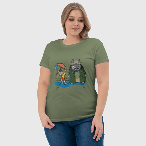 Женская футболка хлопок Тоторо молчаливый Боб, цвет авокадо - фото 6