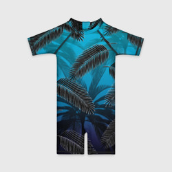 Листья пальмы на голубом – Детский купальный костюм 3D с принтом купить