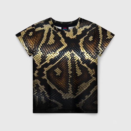 Детская футболка с принтом Шкура змеи текстура, вид спереди №1