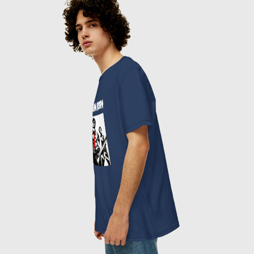 Мужская футболка хлопок Oversize Greed Day rock, цвет темно-синий - фото 5