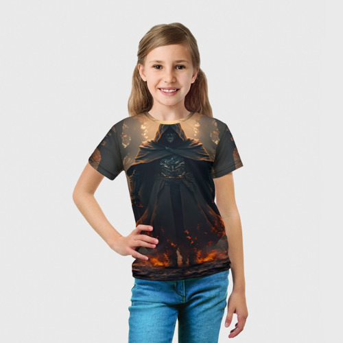 Детская футболка 3D с принтом Демон пожар, вид сбоку #3