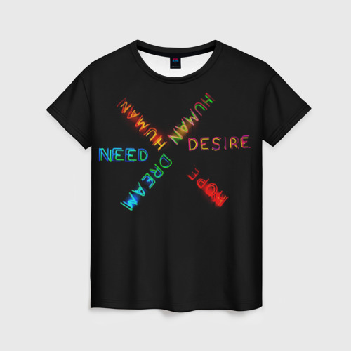 Женская футболка 3D с принтом Желание, люди, мечта, надежда, вид спереди #2