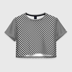 Женская футболка Crop-top 3D Шахматная клетка иллюзия