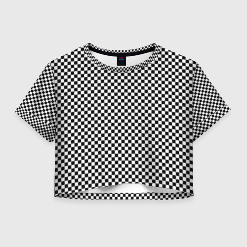 Женская футболка Crop-top 3D Шахматная клетка иллюзия, цвет 3D печать