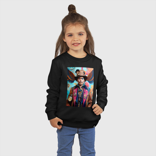 Детский свитшот хлопок с принтом Джонни Депп - стимпанк - нейросеть - фантазия, фото на моделе #1