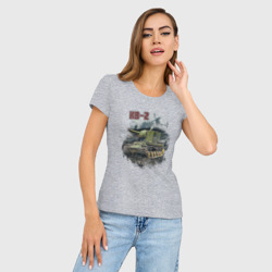 Женская футболка хлопок Slim В бой на КВ-2 - фото 2