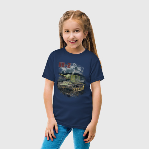 Детская футболка хлопок В бой на КВ-2, цвет темно-синий - фото 5
