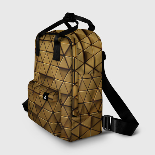 Женский рюкзак 3D с принтом Золотые треугольники, фото на моделе #1