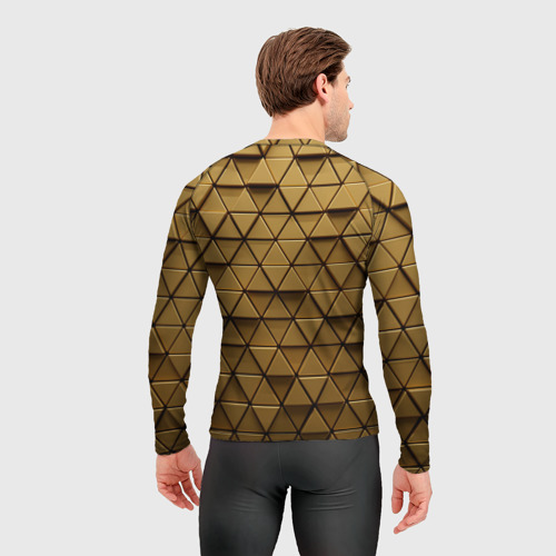 Мужской рашгард 3D с принтом Золотые треугольники, вид сзади #2