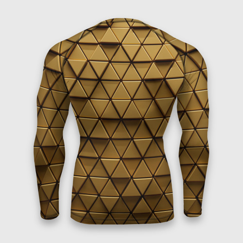 Мужской рашгард 3D с принтом Золотые треугольники, вид сзади #1