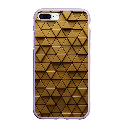 Чехол для iPhone 7Plus/8 Plus матовый с принтом Золотые треугольники, вид спереди #2