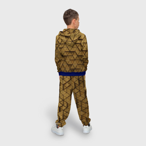 Детский 3D костюм с принтом Золотые треугольники, вид сзади #2