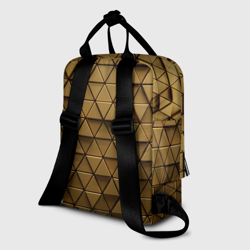 Женский рюкзак 3D с принтом Золотые треугольники, вид сзади #1