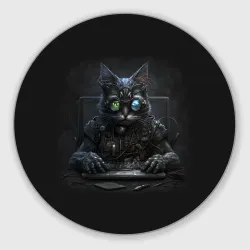 Круглый коврик для мышки Кот хакер
