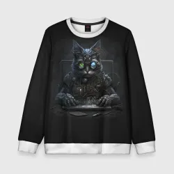 Детский свитшот 3D Кот хакер