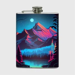 Фляга Неоновый пейзаж и горы