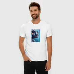 Мужская футболка хлопок Slim Кот в скафандре: арт нейросети - фото 2