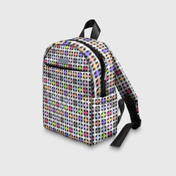 Рюкзак с принтом Разноцветный геометрический рисунок для ребенка, вид на модели спереди №3. Цвет основы: белый