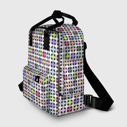 Рюкзак с принтом Разноцветный геометрический рисунок для женщины, вид спереди №2. Цвет основы: белый