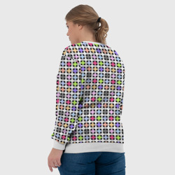Свитшот с принтом Разноцветный геометрический рисунок для женщины, вид на модели сзади №3. Цвет основы: белый
