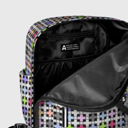 Рюкзак с принтом Разноцветный геометрический рисунок для женщины, вид на модели спереди №5. Цвет основы: белый