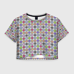 Разноцветный геометрический рисунок – Женская футболка Crop-top 3D с принтом купить