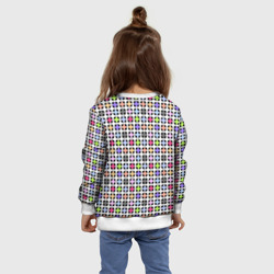 Свитшот с принтом Разноцветный геометрический рисунок для ребенка, вид на модели сзади №4. Цвет основы: белый