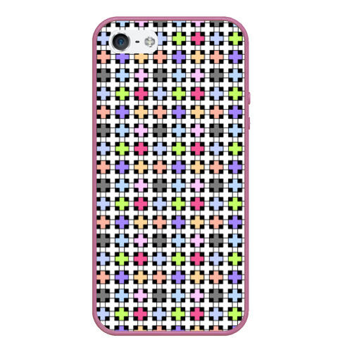 Чехол для iPhone 5/5S матовый с принтом Разноцветный геометрический рисунок, вид спереди №1