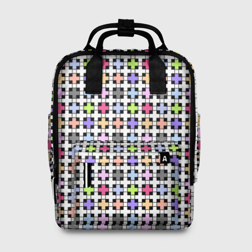Женский рюкзак с принтом Разноцветный геометрический рисунок, вид спереди №1