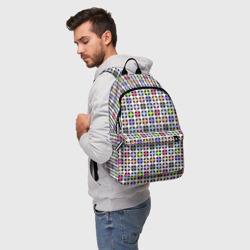 Рюкзак с принтом Разноцветный геометрический рисунок для любого человека, вид спереди №2. Цвет основы: белый