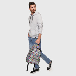 Рюкзак с принтом Разноцветный геометрический рисунок для любого человека, вид спереди №5. Цвет основы: белый