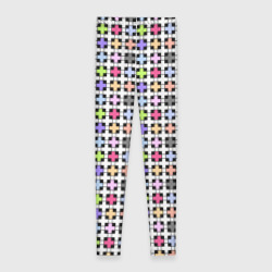 Леггинсы с принтом Разноцветный геометрический рисунок для женщины, вид сзади №1. Цвет основы: белый