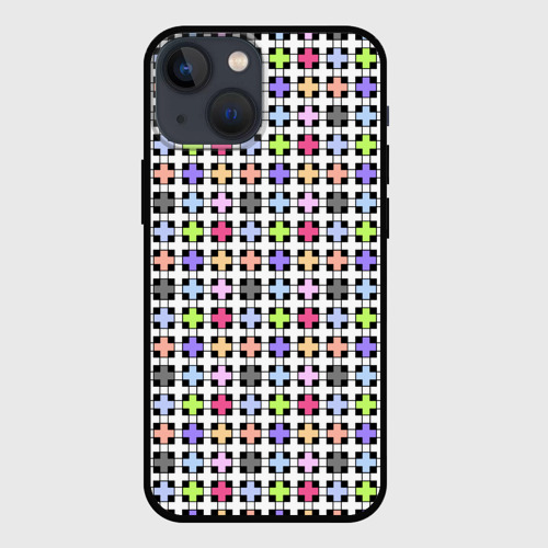 Чехол для iPhone 13 mini с принтом Разноцветный геометрический рисунок, вид спереди №1