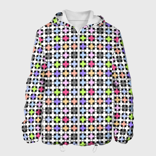 Мужская куртка с принтом Разноцветный геометрический рисунок, вид спереди №1