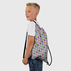 Рюкзак с принтом Разноцветный геометрический рисунок для любого человека, вид спереди №2. Цвет основы: белый