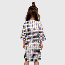 Платье с принтом Разноцветный геометрический рисунок для ребенка, вид на модели сзади №2. Цвет основы: белый