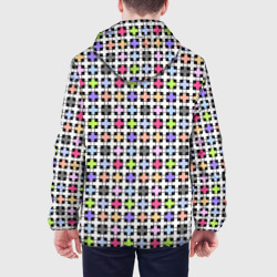 Куртка с принтом Разноцветный геометрический рисунок для мужчины, вид на модели сзади №2. Цвет основы: белый