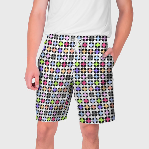 Мужские шорты с принтом Разноцветный геометрический рисунок, вид спереди №1