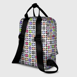 Рюкзак с принтом Разноцветный геометрический рисунок для женщины, вид на модели сзади №1. Цвет основы: белый