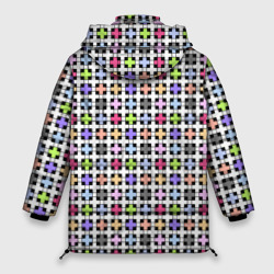 Куртка с принтом Разноцветный геометрический рисунок для женщины, вид сзади №1. Цвет основы: черный