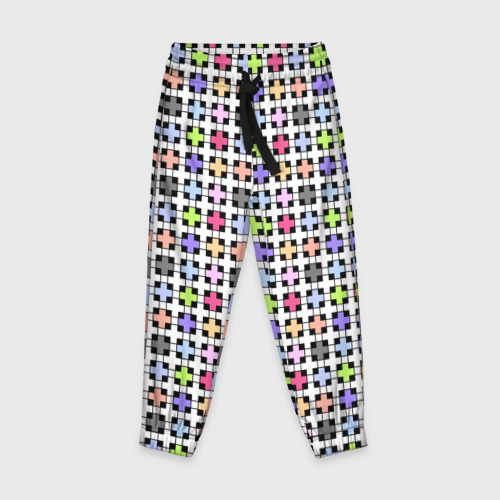 Детские брюки с принтом Разноцветный геометрический рисунок, вид спереди №1