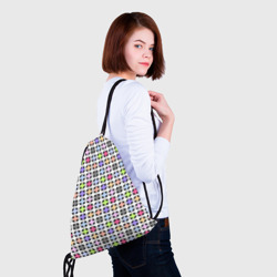 Рюкзак с принтом Разноцветный геометрический рисунок для любого человека, вид спереди №4. Цвет основы: белый
