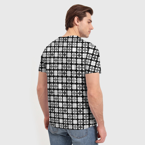 Мужская футболка 3D Черно-белый геометрический мелкий узор, цвет 3D печать - фото 4