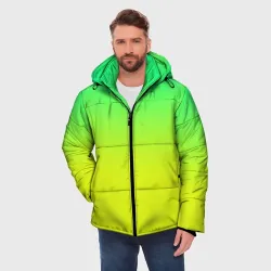 Мужская зимняя куртка 3D Зелено-желтый градиент - фото 3