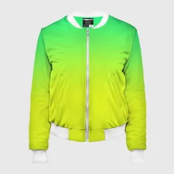 Женский бомбер 3D Зелено-желтый градиент